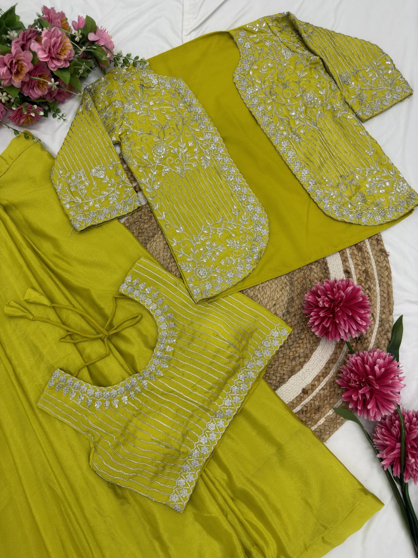 yellow colour stylish party indo western set